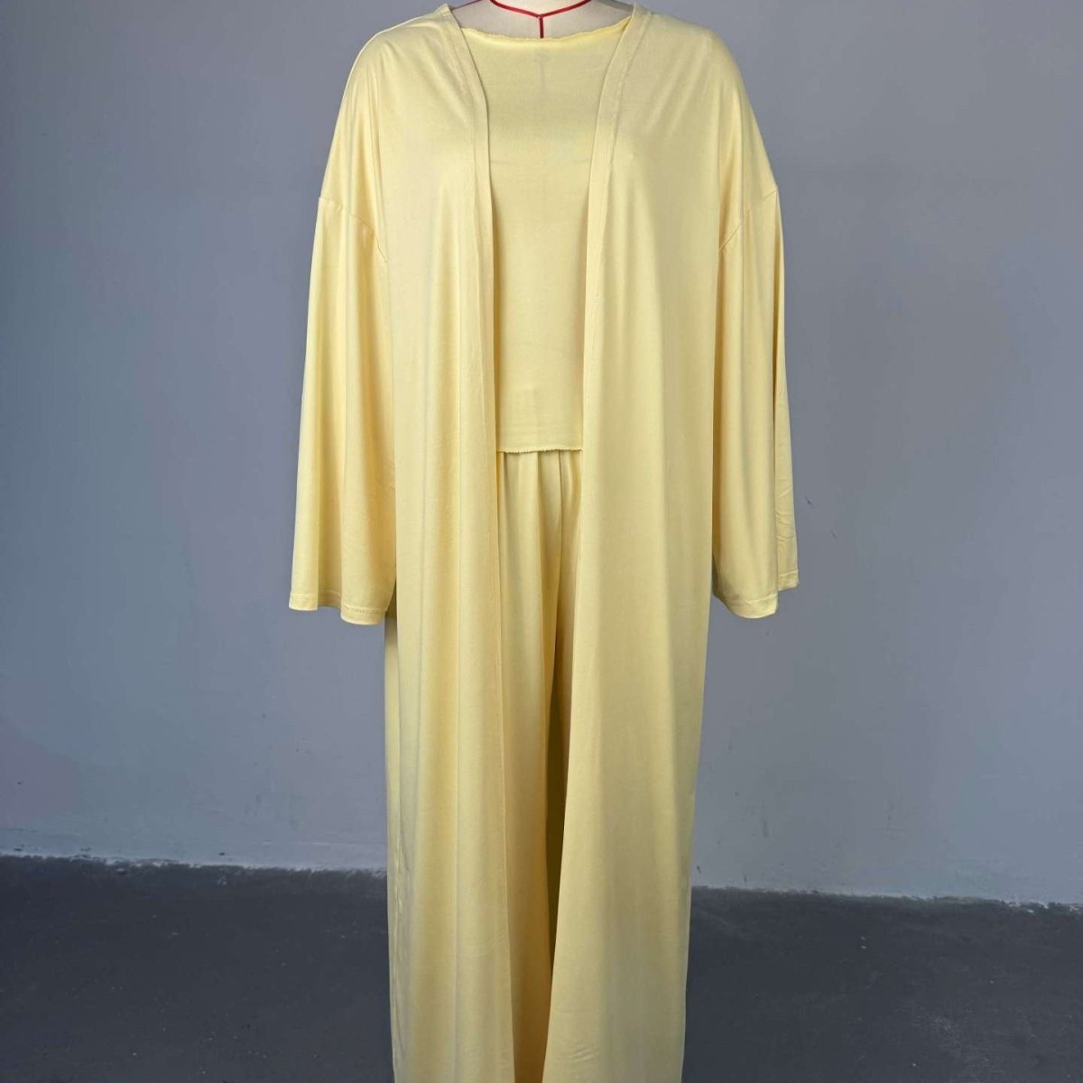 Three-Piece Cape Cardigan Set | Crop Top & Wide-Leg Pants Outfit(MS258)