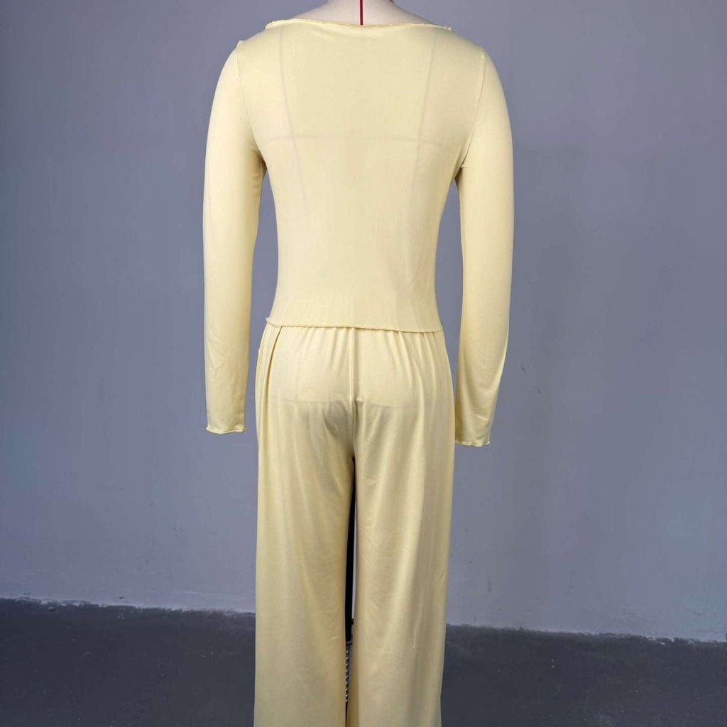 Three-Piece Cape Cardigan Set | Crop Top & Wide-Leg Pants Outfit(MS258)