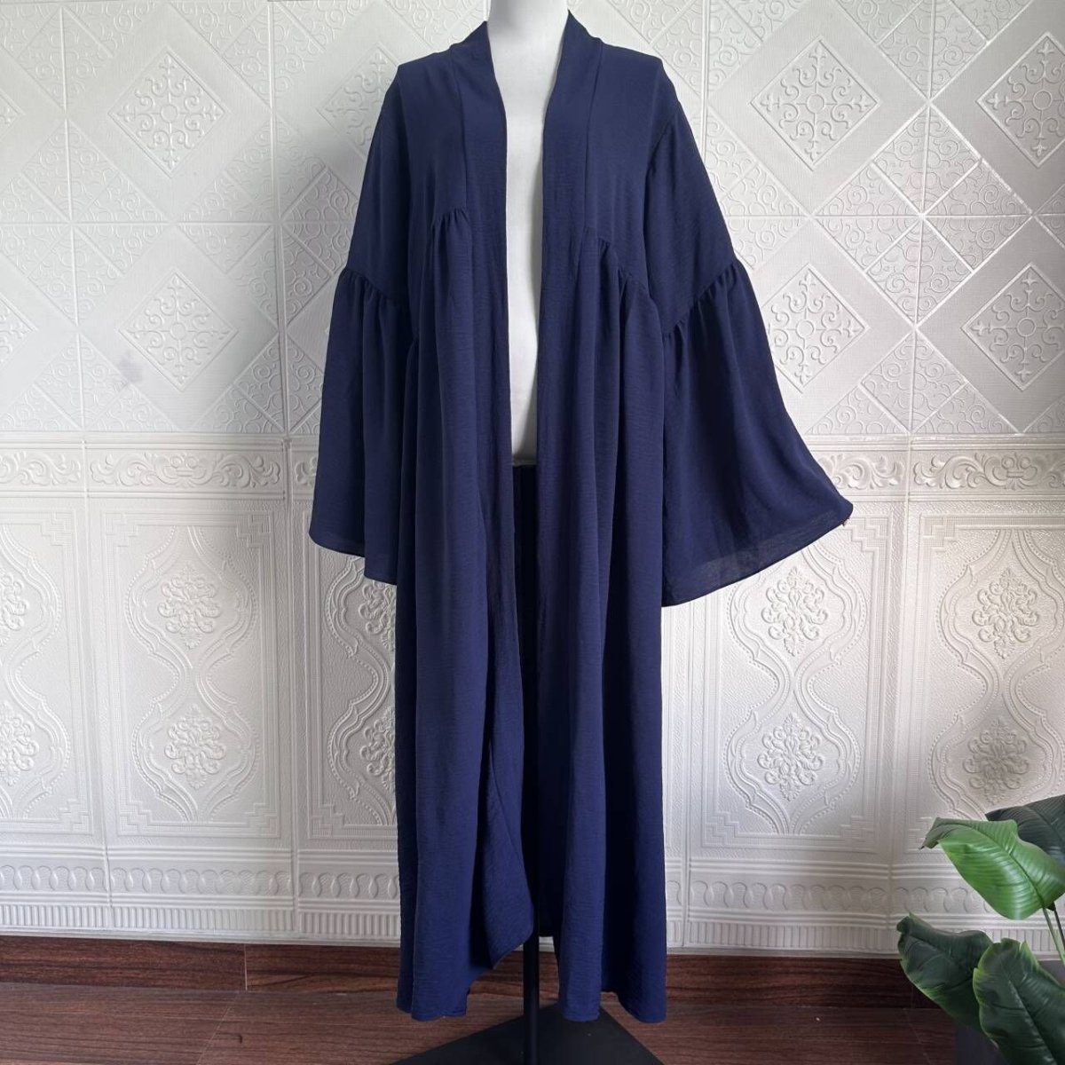 Tiered Bell Sleeve Open Abaya (MOA298)