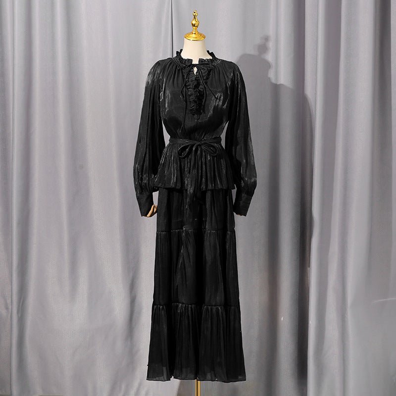 Tiered Ruffle Maxi Dress with Fitted Waist(MS359)
