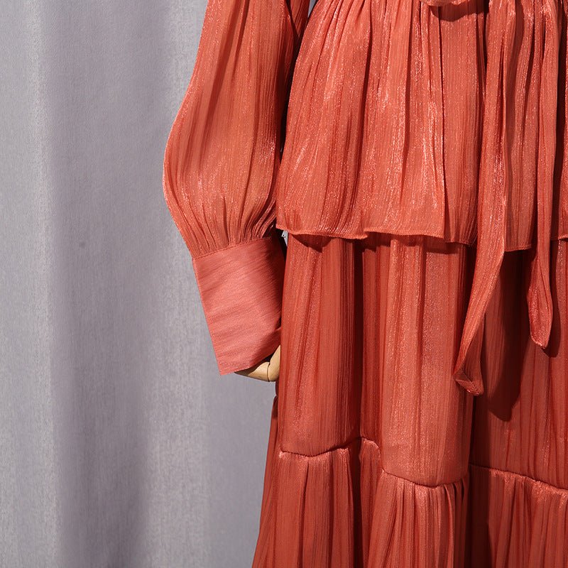 Tiered Ruffle Maxi Dress with Fitted Waist(MS359)
