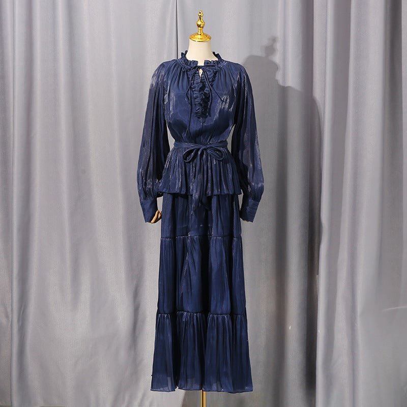 Tiered Ruffle Maxi Dress with Fitted Waist(MS359)