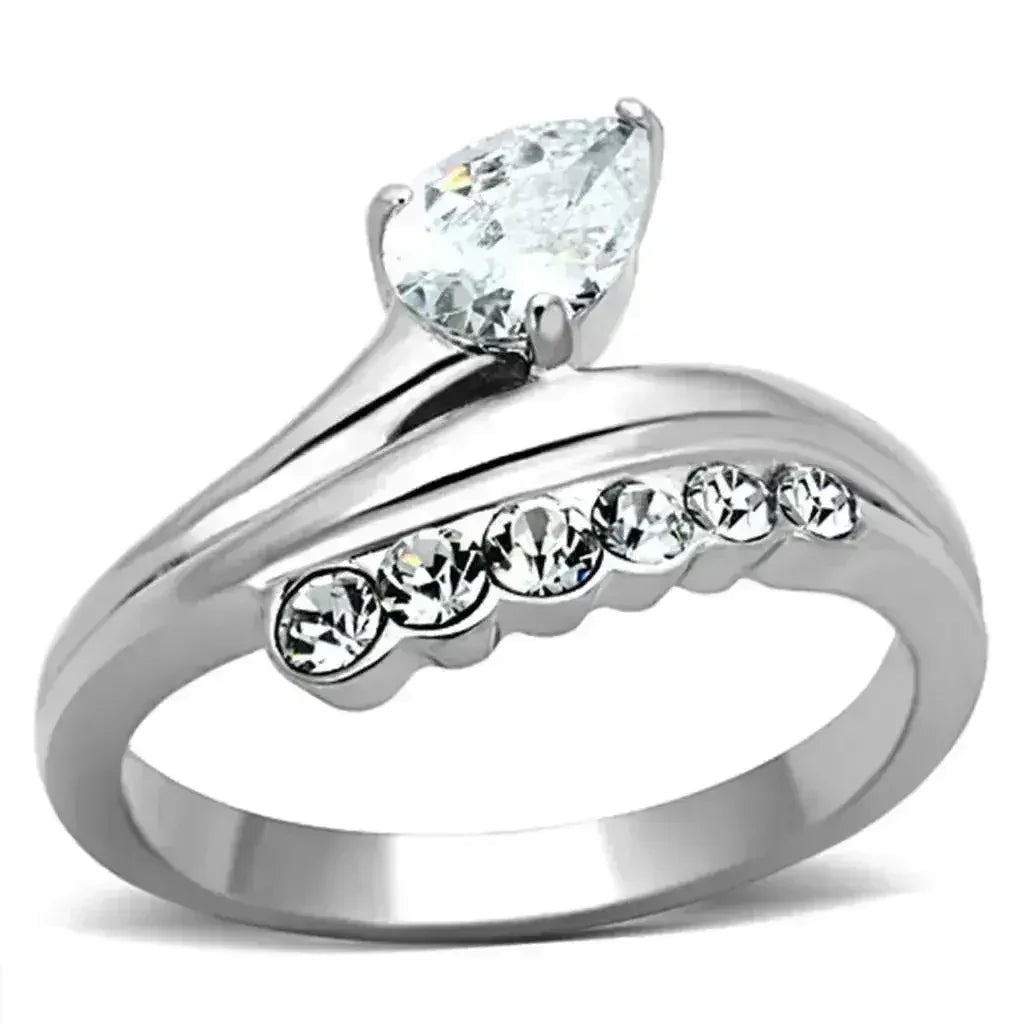TK1080 - High polished (no plating) Stainless Steel Ring with AAA