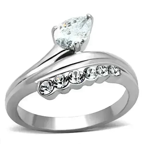 TK1080 - High polished (no plating) Stainless Steel Ring with AAA