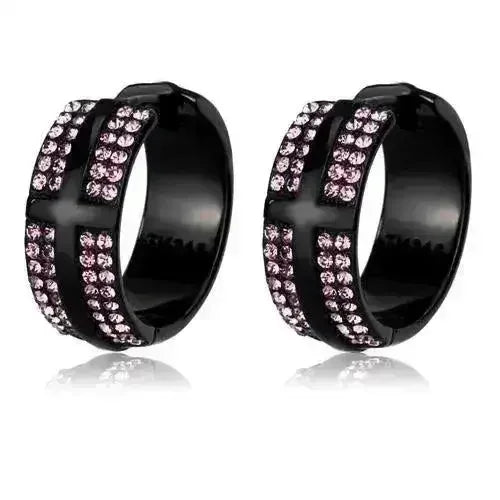 TK2386 IP Black Earrings - Light Amethyst Crystal | Femstylo