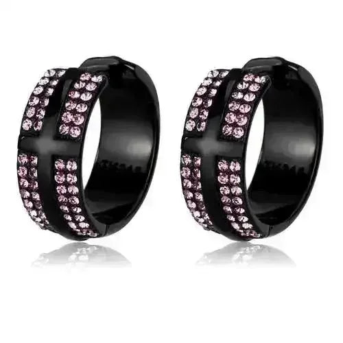 TK2386 IP Black Earrings - Light Amethyst Crystal | Femstylo