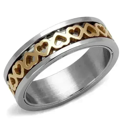 TK2398 - Two-Tone IP Rose Gold Stainless Steel Ring with No Stone