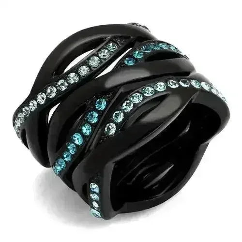 TK2492 - IP Black(Ion Plating) Stainless Steel Ring with Top Grade