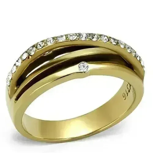 TK2611 IP Gold Stainless Steel Ring – Top Grade Crystal Luxury