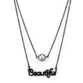 TK2628 - IP Black(Ion Plating) Stainless Steel Necklace with Synthetic