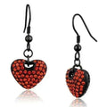IP Black Stainless Steel Earrings with Orange Crystals TK2790