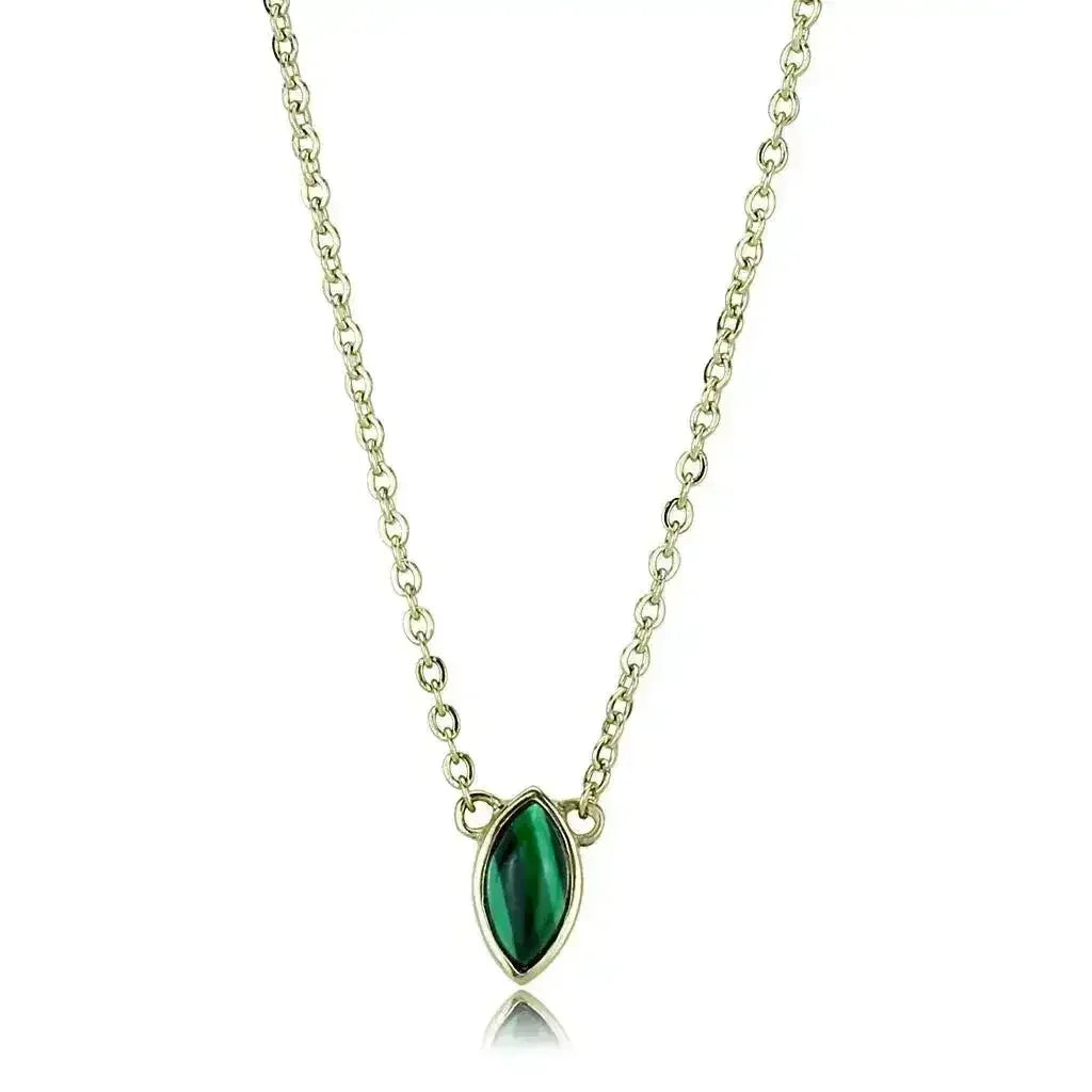 TK3286 - IP Gold(Ion Plating) Stainless Steel Necklace with Synthetic