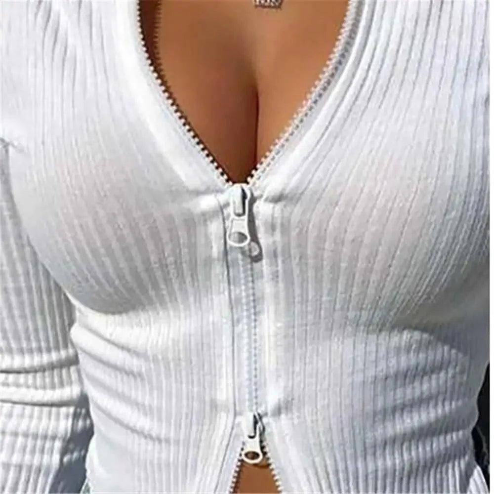 Top fashion Women Ribbed Knitted Long Sleeve Elegant Cute Fashion Crop Tops for Summer