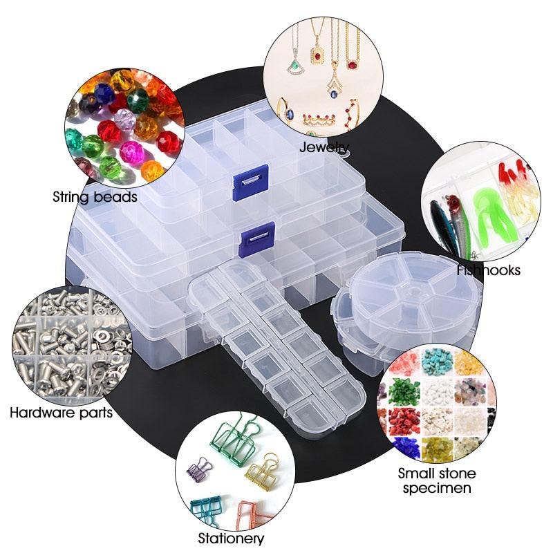 Transparent Plastic Storage Jewelry Box Compartment Adjustable Container For Beads Earring Box For Jewelry Rectangle Box Case Storage Container for Jewelry Beads Earring