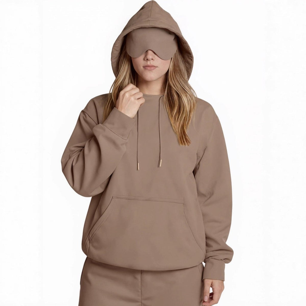 Travel Mode Eye Mask Hoodie | Oversized Pullover with Built-In Sleep Mask(MS209)