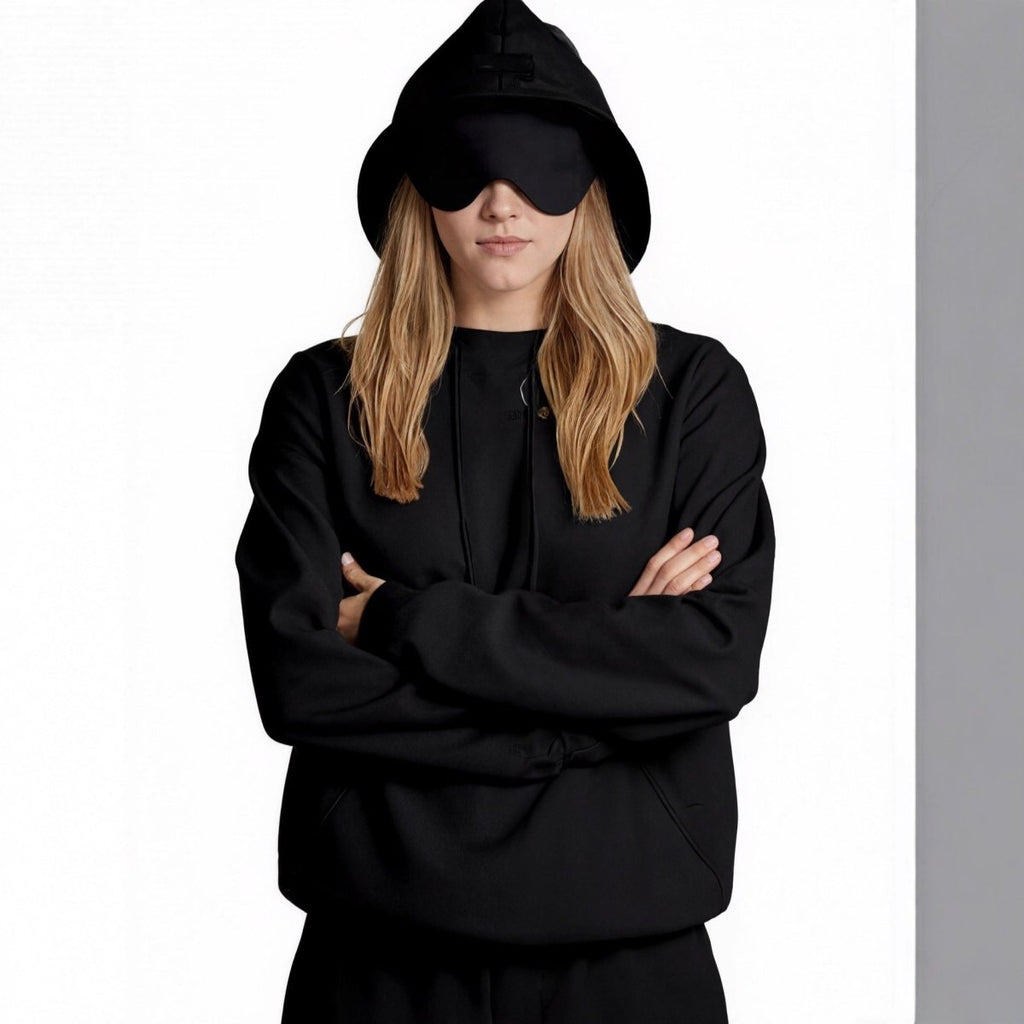 Travel Mode Eye Mask Hoodie | Oversized Pullover with Built-In Sleep Mask(MS209)