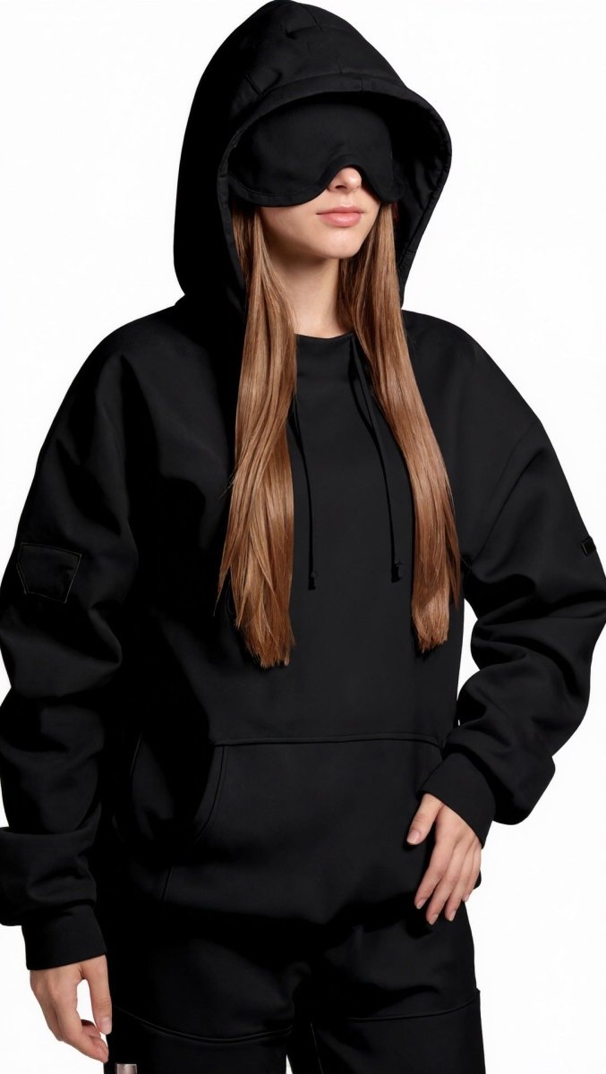 Travel Mode Eye Mask Hoodie | Oversized Pullover with Built-In Sleep Mask(MS209)