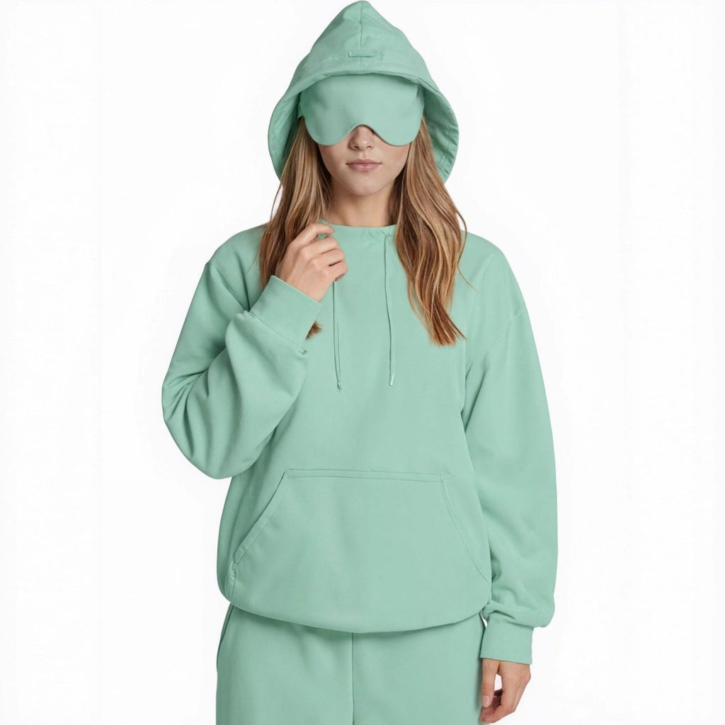 Travel Mode Eye Mask Hoodie | Oversized Pullover with Built-In Sleep Mask(MS209)