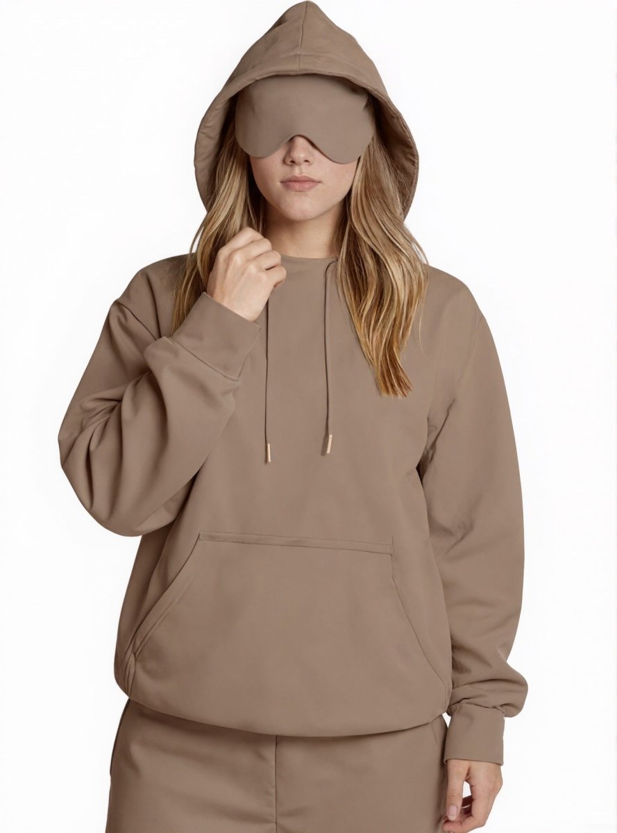 Travel Mode Eye Mask Hoodie | Oversized Pullover with Built-In Sleep Mask(MS209)