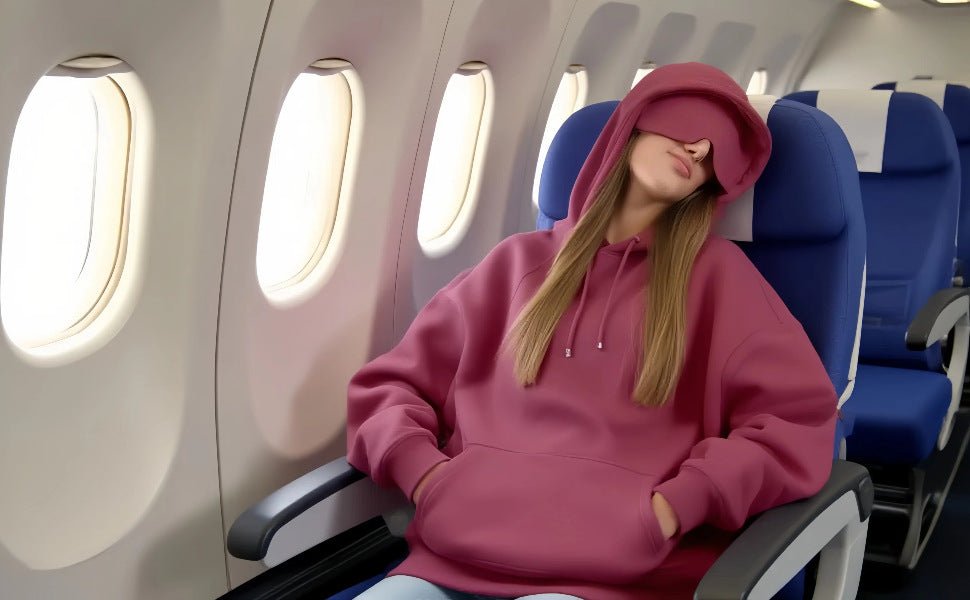 Travel Mode Eye Mask Hoodie | Oversized Pullover with Built-In Sleep Mask(MS209)