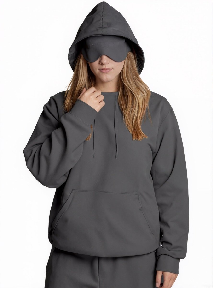Travel Mode Eye Mask Hoodie | Oversized Pullover with Built-In Sleep Mask(MS209)