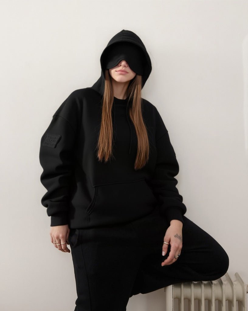 Travel Mode Eye Mask Hoodie | Oversized Pullover with Built-In Sleep Mask(MS209)