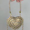 Trendy Mini Heart Chain Clutch Bag with Rhinestones – Elegant Evening Crossbody Purse for Women（MAC240）