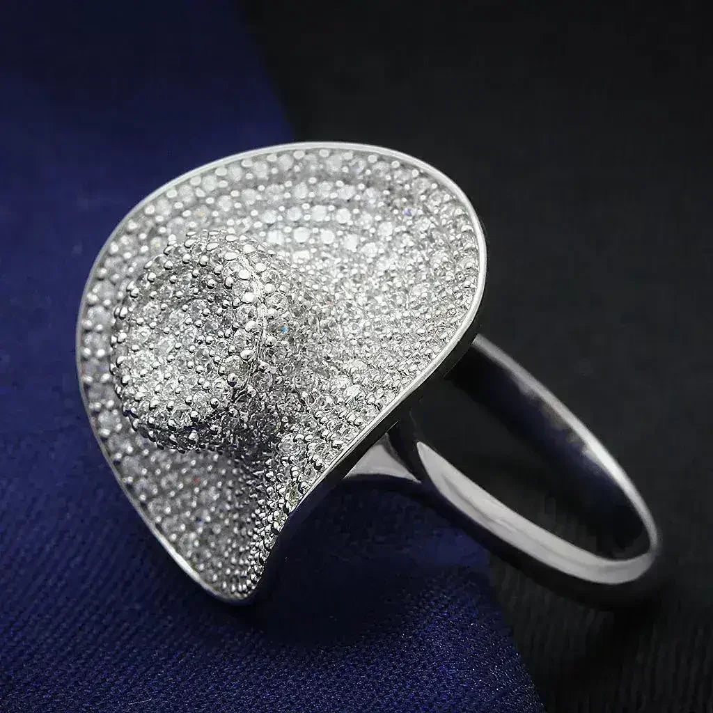 TS015 Rhodium Sterling Silver Ring – AAA Clear CZ Solitaire