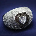 TS022 Rhodium + Ruthenium Sterling Silver Ring – AAA Brown CZ Statement Piece
