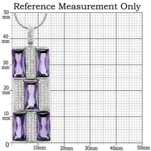 TS026 - Rhodium 925 Sterling Silver Chain Pendant with AAA Grade CZ
