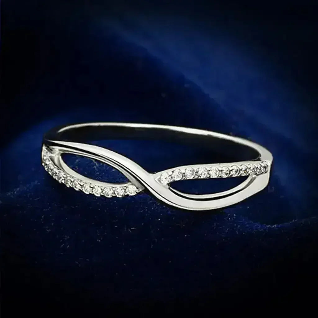 TS087 Rhodium Sterling Silver Ring – AAA Clear CZ Solitaire