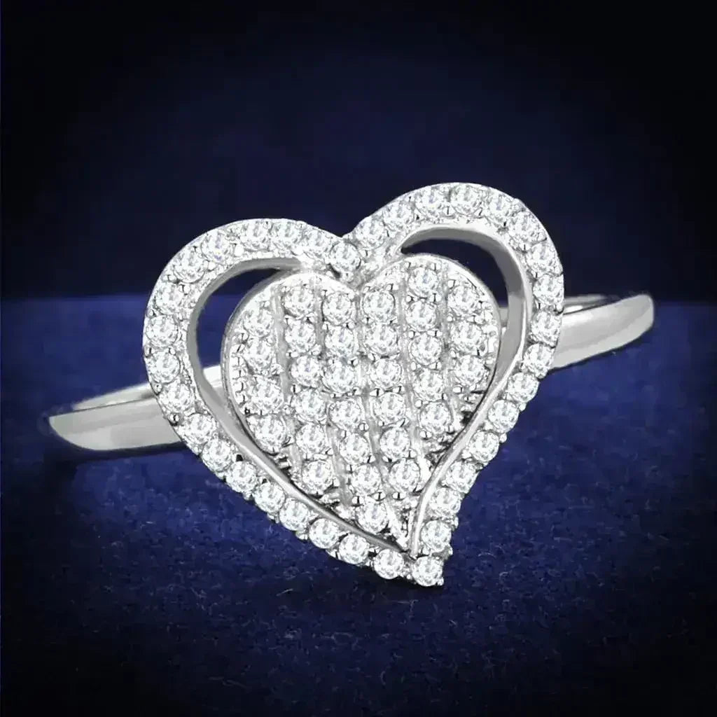 TS192 Rhodium Sterling Silver Ring – AAA Clear CZ Solitaire