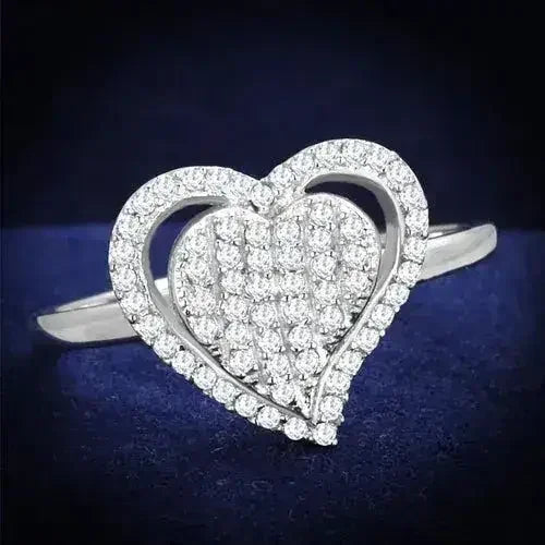TS192 Rhodium Sterling Silver Ring – AAA Clear CZ Solitaire