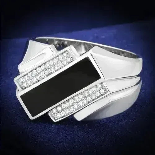 TS218 Rhodium Sterling Silver Ring – AAA Clear CZ Statement Solitaire