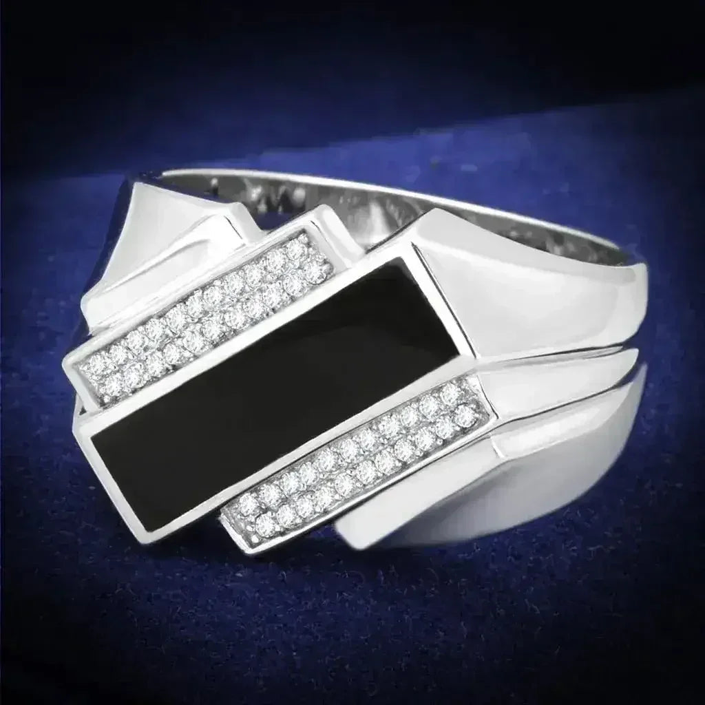 TS218 Rhodium Sterling Silver Ring – AAA Clear CZ Statement Solitaire