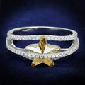 TS315 Rhodium Sterling Silver Ring – Citrine Yellow Crystal Statement Piece
