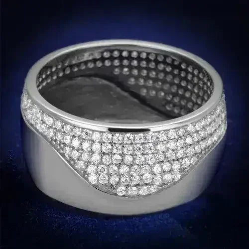 TS378 Rhodium Sterling Silver Ring – AAA Clear CZ Solitaire