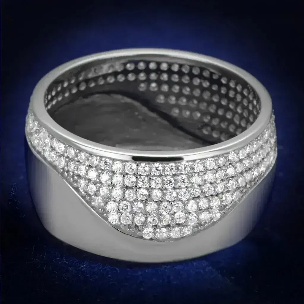 TS378 Rhodium Sterling Silver Ring – AAA Clear CZ Solitaire