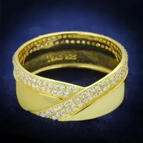 TS380 - Gold 925 Sterling Silver Ring with AAA Grade CZ  in Clear