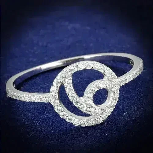 TS519 Rhodium Sterling Silver Ring – AAA Clear CZ Solitaire