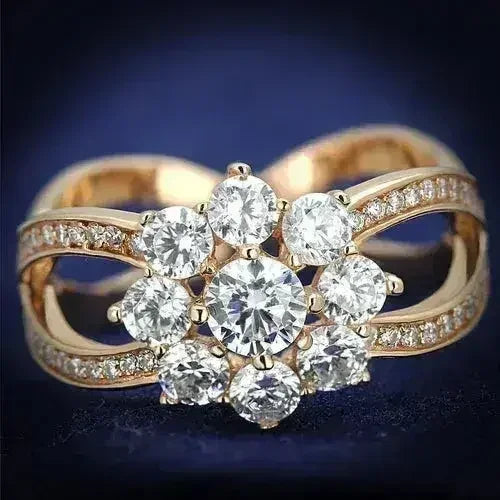 TS586 Rose Gold Sterling Silver Ring – AAA Clear CZ Solitaire