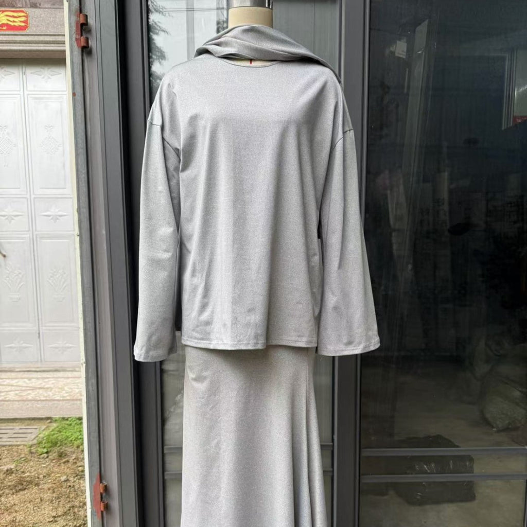 Two-Piece Modest Set with Attached Hijab (MS381)