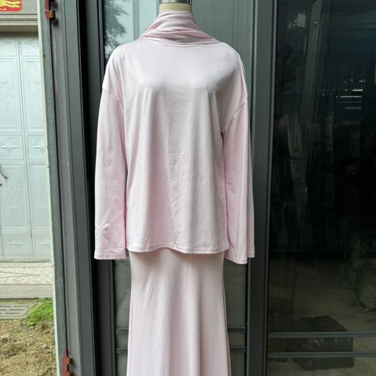 Two-Piece Modest Set with Attached Hijab (MS381)