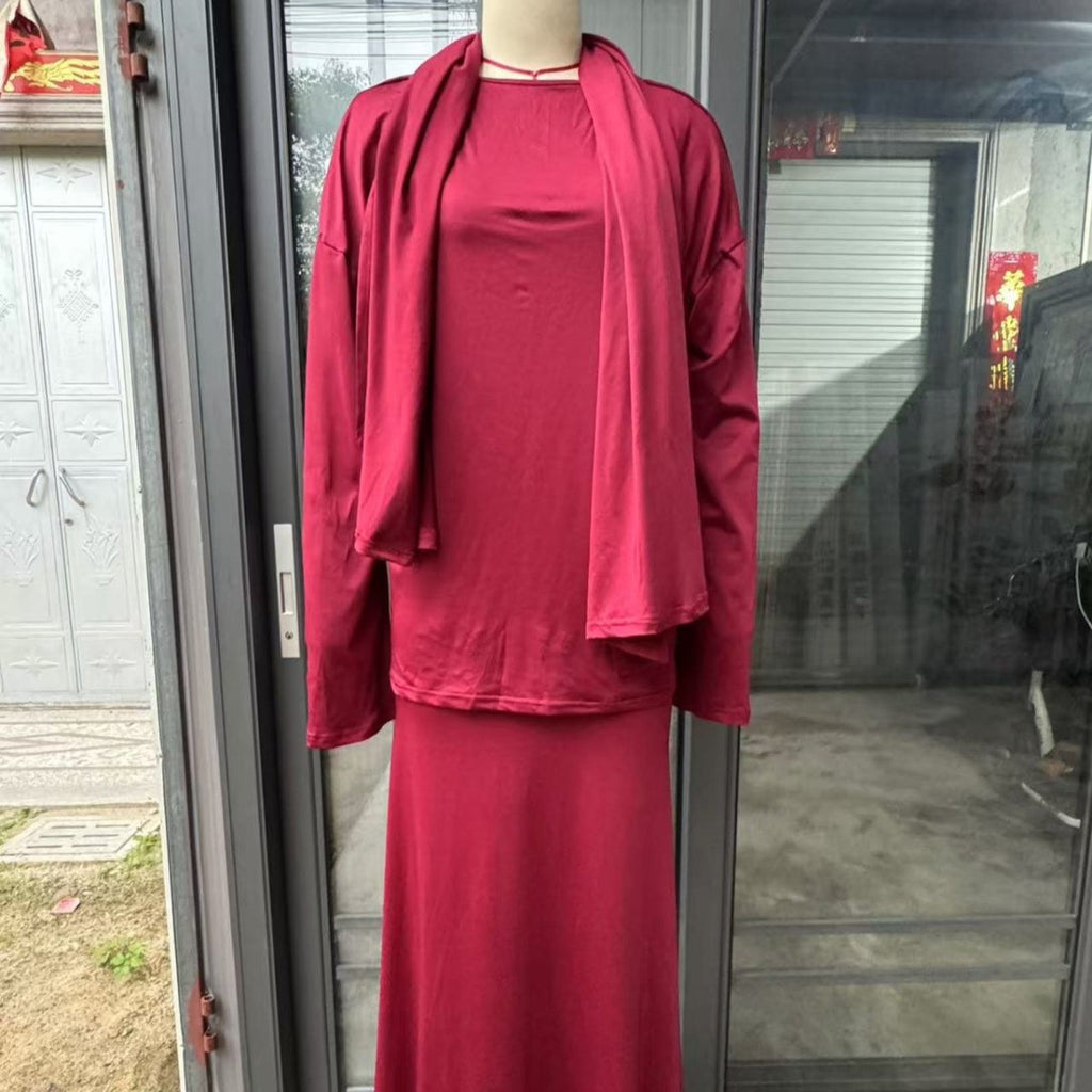 Two-Piece Modest Set with Attached Hijab (MS381)