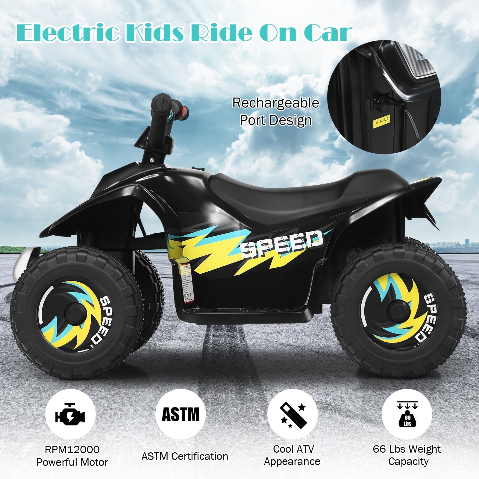 6V Kids Electric ATV 4 Wheels Ride-On Toy