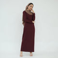 Ultra Long Milk Silk Soft Layering Essential Base Dress | Round Neck Pullover Maxi Underdress(MA319)