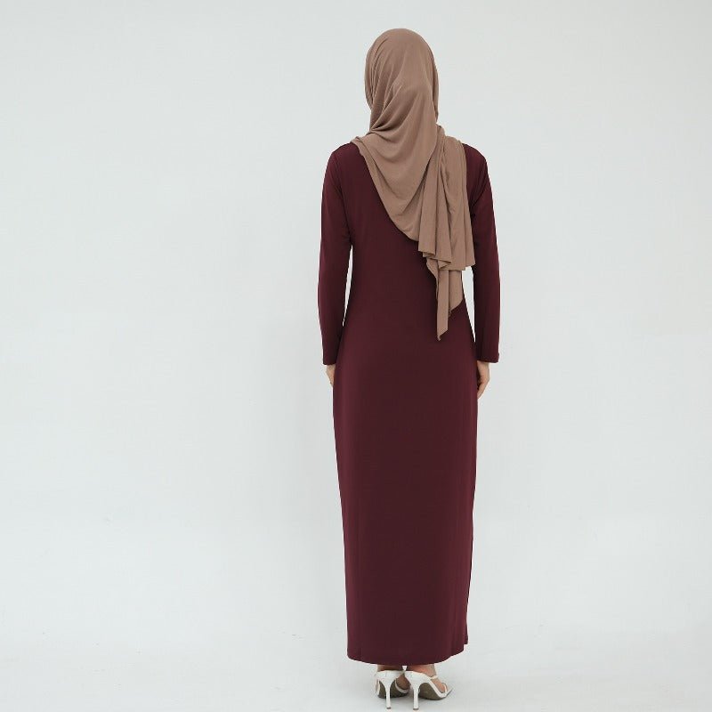Ultra Long Milk Silk Soft Layering Essential Base Dress | Round Neck Pullover Maxi Underdress(MA319)