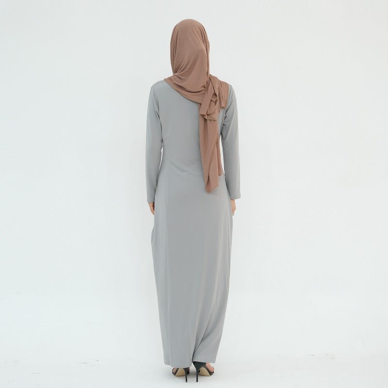 Ultra Long Milk Silk Soft Layering Essential Base Dress | Round Neck Pullover Maxi Underdress(MA319)