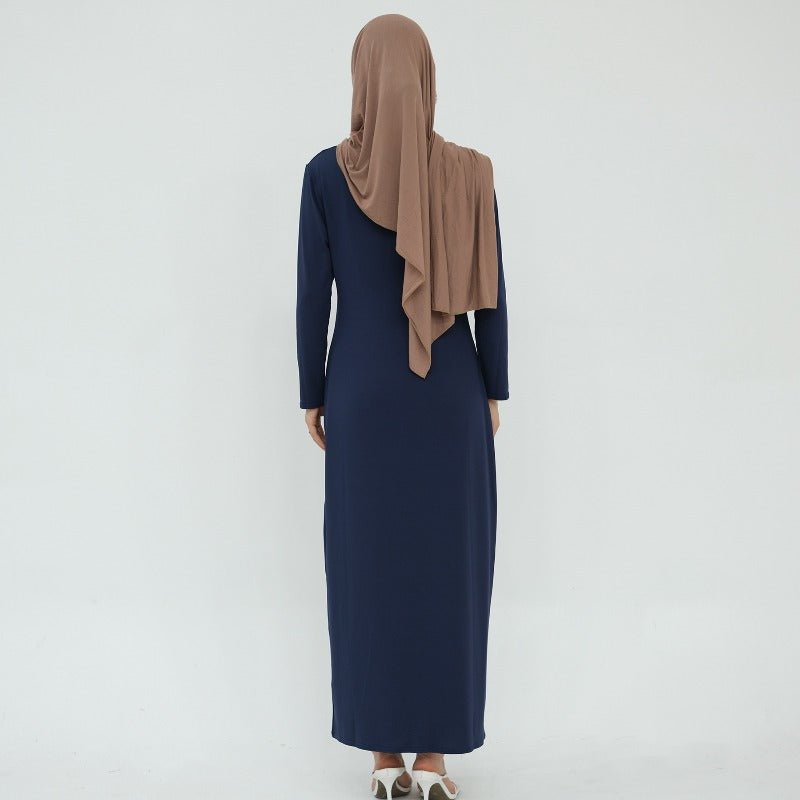 Ultra Long Milk Silk Soft Layering Essential Base Dress | Round Neck Pullover Maxi Underdress(MA319)