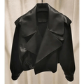 Unique Design Faux Leather Jacket Women Loose Soft Vintage Motorcycle Biker Coat Short Pu Leather Coat Female Punk Autumn Streetwear Outwear